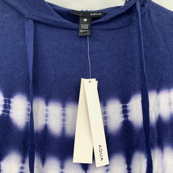 2/$30 AQUA Brand Tie Dye Pullover Size S Blue Hooded Hoodie Thin Lightweight - Picture 4 of 7